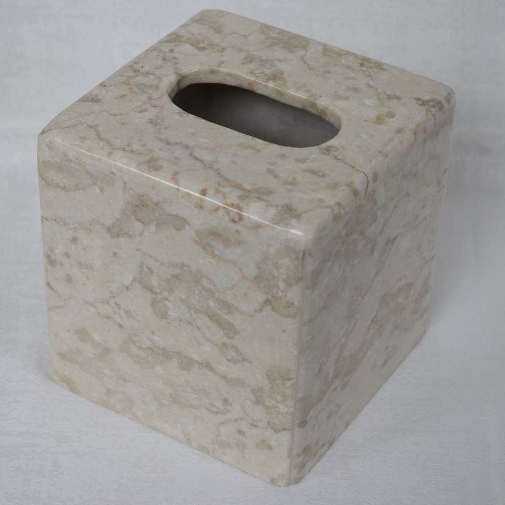GENUINE MARBLE BATHROOM TISSUE BOX COVER HOLDER - CHAMPAGNE #A
